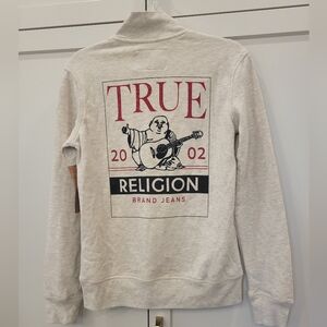 True Religion Women's Rhinestone Buddah 3/4 Zip sz Small